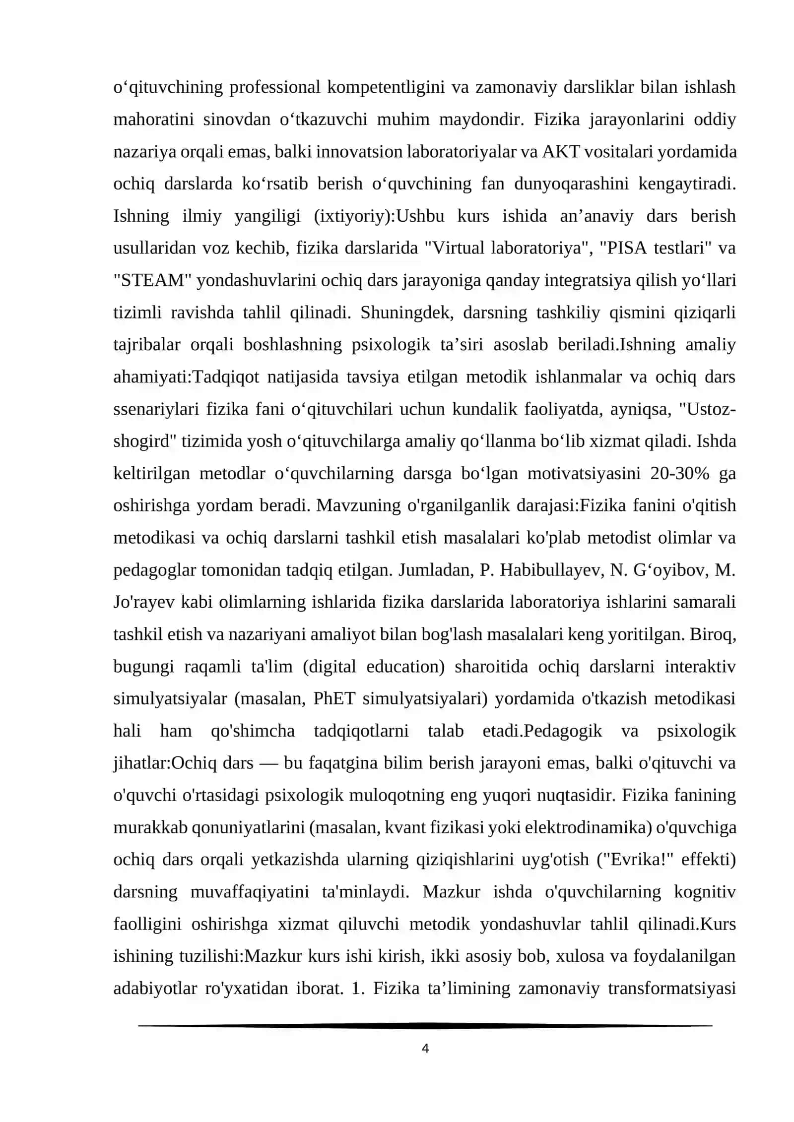 Fizikadan ochiq darslarni o’tkazish usullari 4