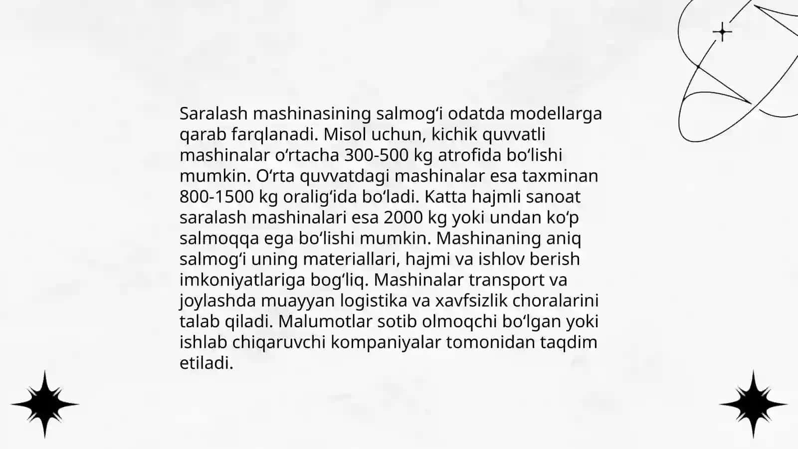 Saralash mashinasining asosiy parametrlari xisobi 4