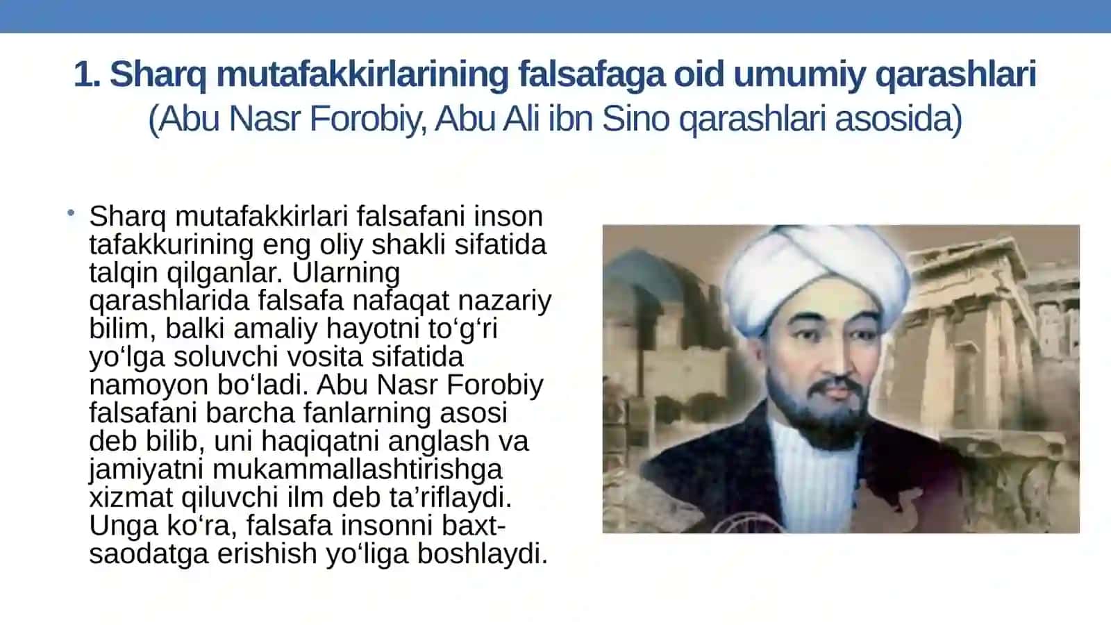 Falsafaning mohiyatiga oid Sharq mutafakkirlari ta'riflarini tasniflash 4