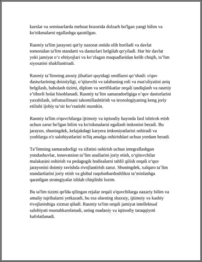 Formallashtirilgan (rasmiy) ta'lim tizimi 4