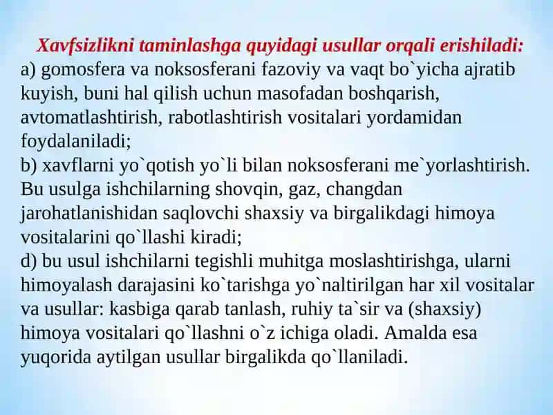 Faoliyat xavfsizligini ta’minlashning ergonomika va psixologik asoslari 4
