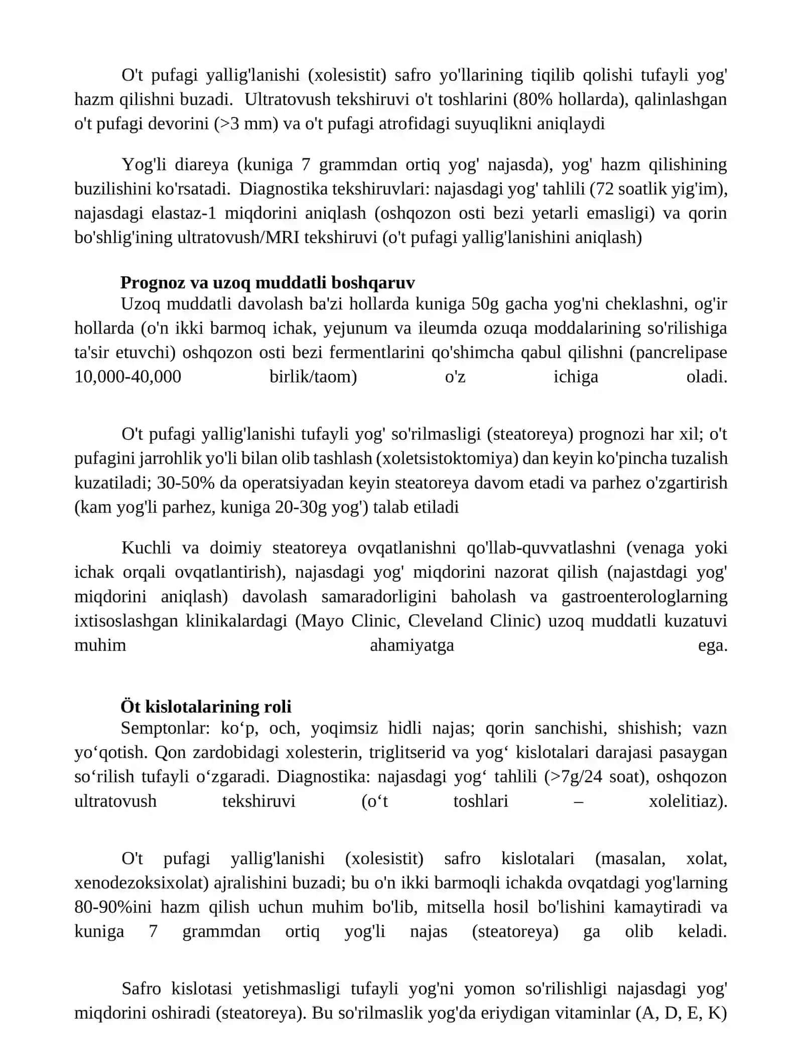 Xolesistitlarda yoğlar hazimlanishini buzilishi. Steotoriya 4