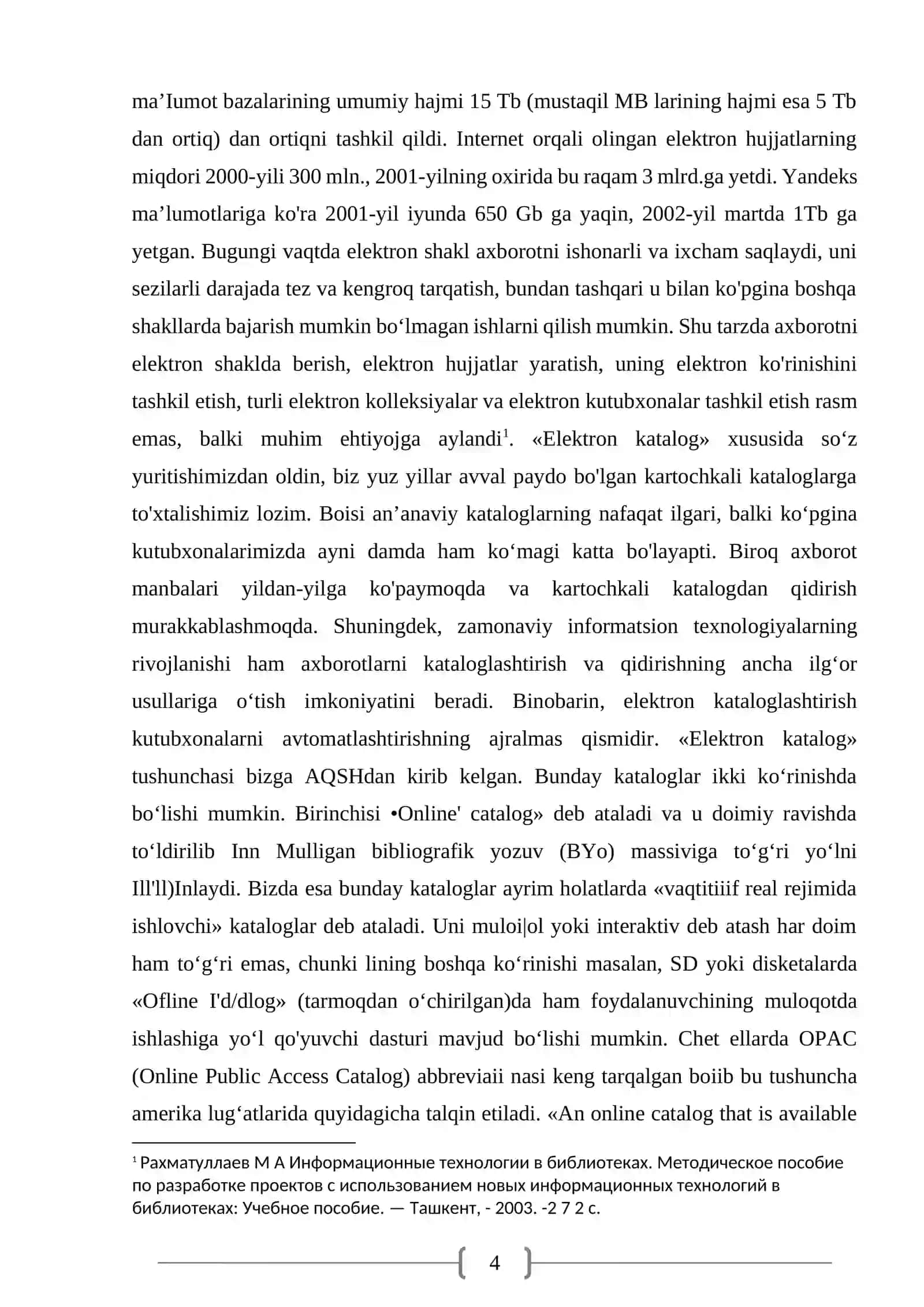 Axborot-kutubxona muassasalarida elektron kataloglashtirish tizimi, tarixi, yuritish texnologiyasi va ma’lumotlar bazasini boshqarish 4