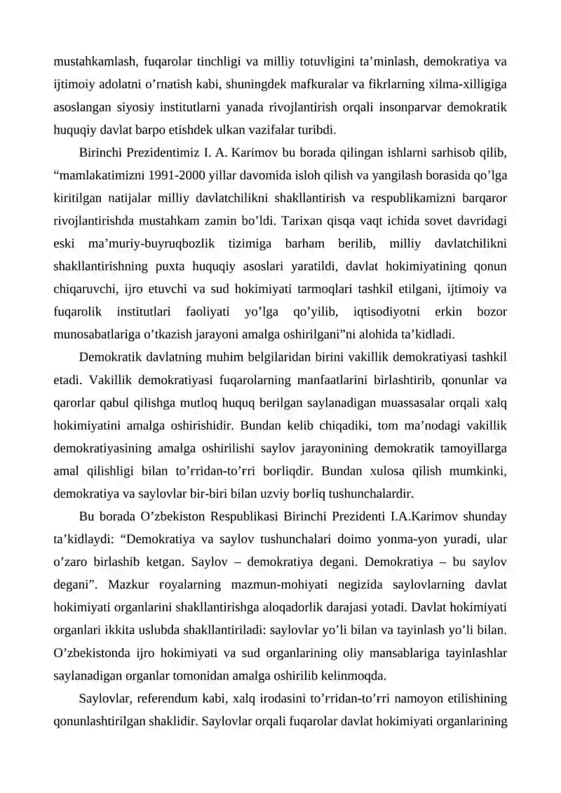 O’ZBEKISTONDА DEMOKRАTIK, FUQАROLIK JАMIYATI АSOSLАRINING SHАKLLАNISHI, АMАLGА OSHIRILGАN SIYOSIY ISLOHOTLАR. 4