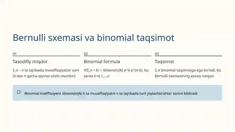Bernulli sxemasini umumlashtirish va Polinomial formula 4