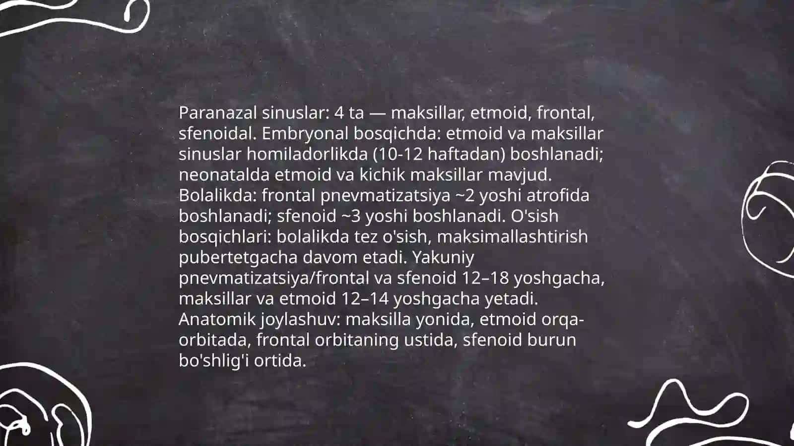Burun boʻshligʻi va Paranazel Sinuslar Taraqqiyoti 4