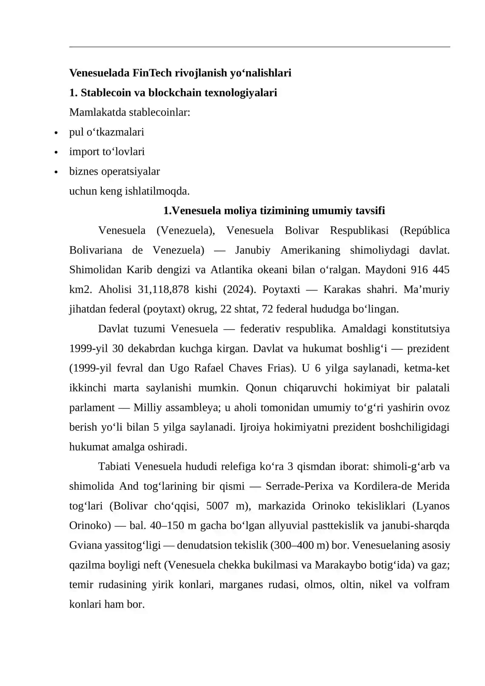 VENESUELA BOLIVAR RESPUBLIKASI DAVLATINING MOLIYAVIY TEXNALOGIYALARINING HOZIRGI HOLATI VA TARAQQIYOTI 4