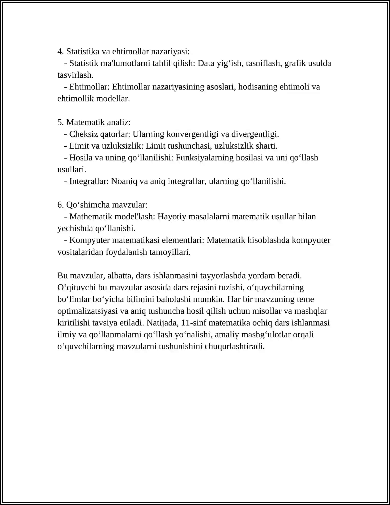 11-sinf matematika ochiq dars ishlanmasi 4