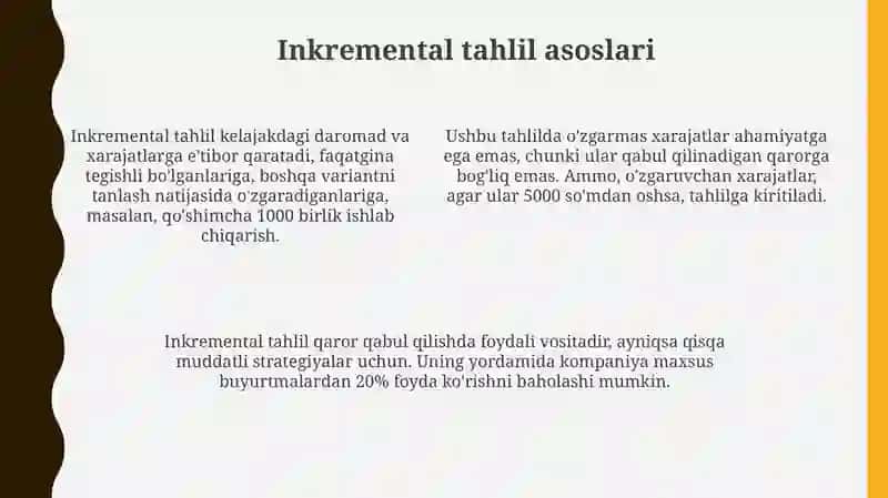 Qisqa muddatli qarorlar qabul qilish va tahlil qilish 4