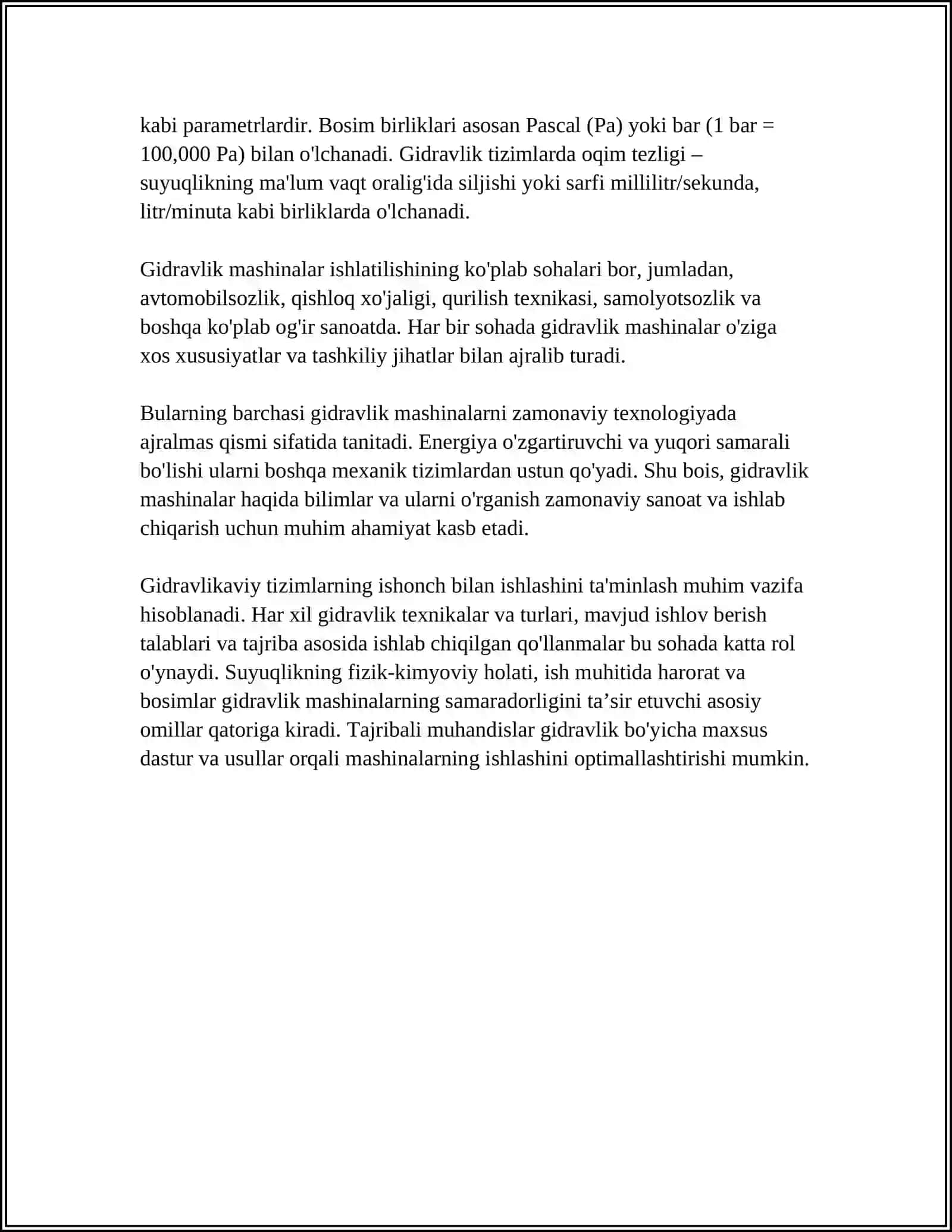 SUYUQLIKNI HARAKATLANTIRUVCHI GIDRAVLIK MASHINALAR 4