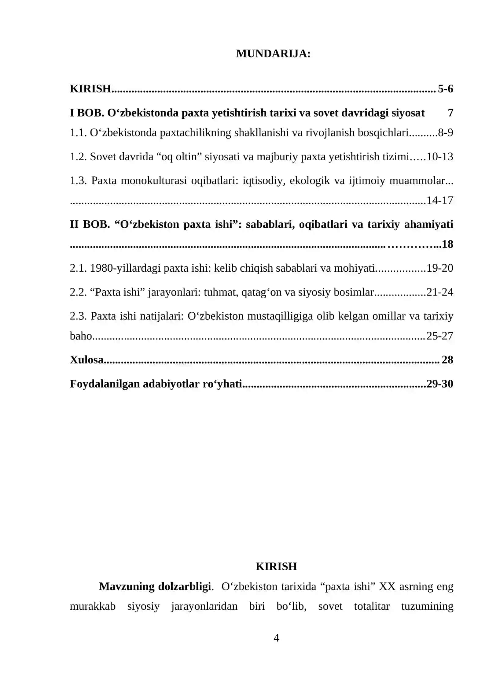 O‘ZBEKISTON TARIXI KURS ISHI 4