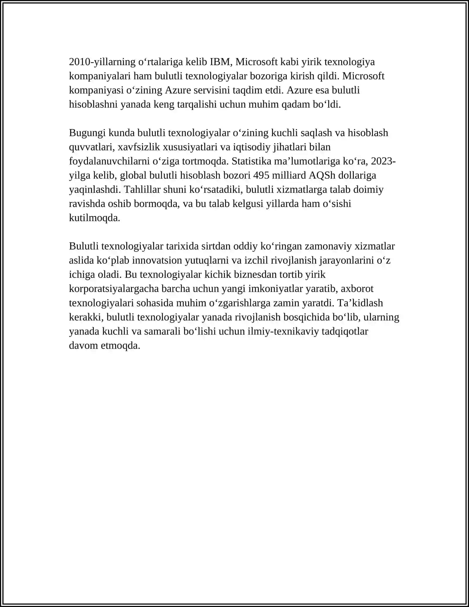 BULUTLI TEXNALOGIYALAR VA ULARNING TURLARI 4