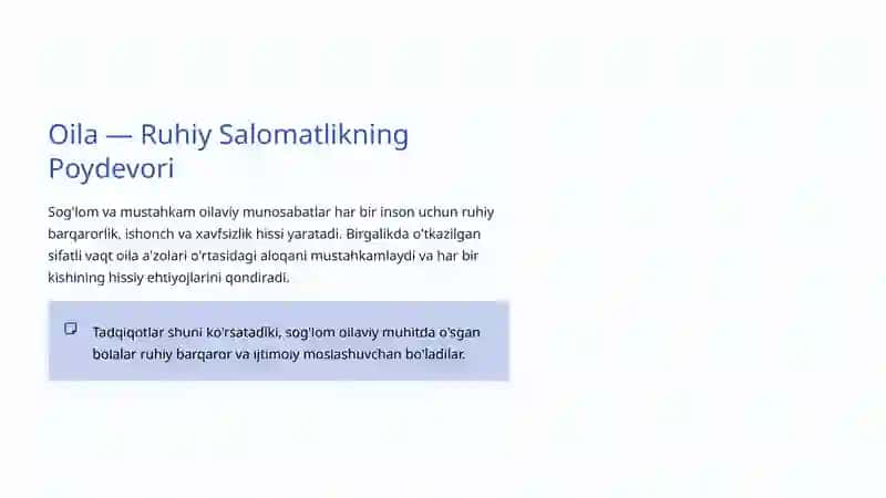 Oilaviy Psixologiya: Oila va Ruhiy Salomatlik 4