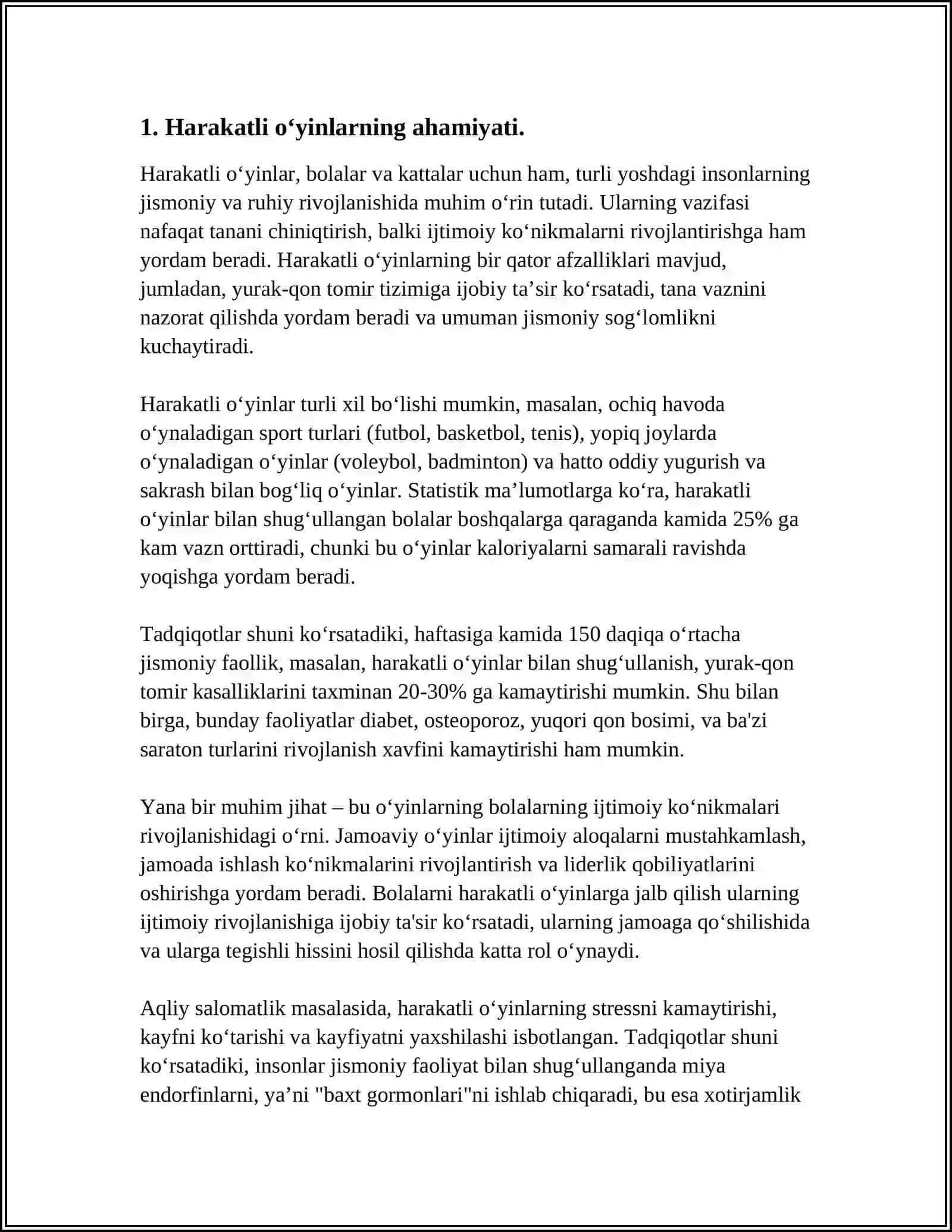 HARAKATLI OʻYINLAR BOLALARDA JISMONIY MADANIYATNI TARBIYALASHNING ASOSIY METODI VA VOSITASI SIFATI 4