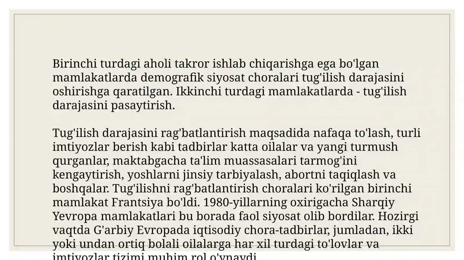 Demografiya va inson kapitali fanidan mustaqil ishi 4