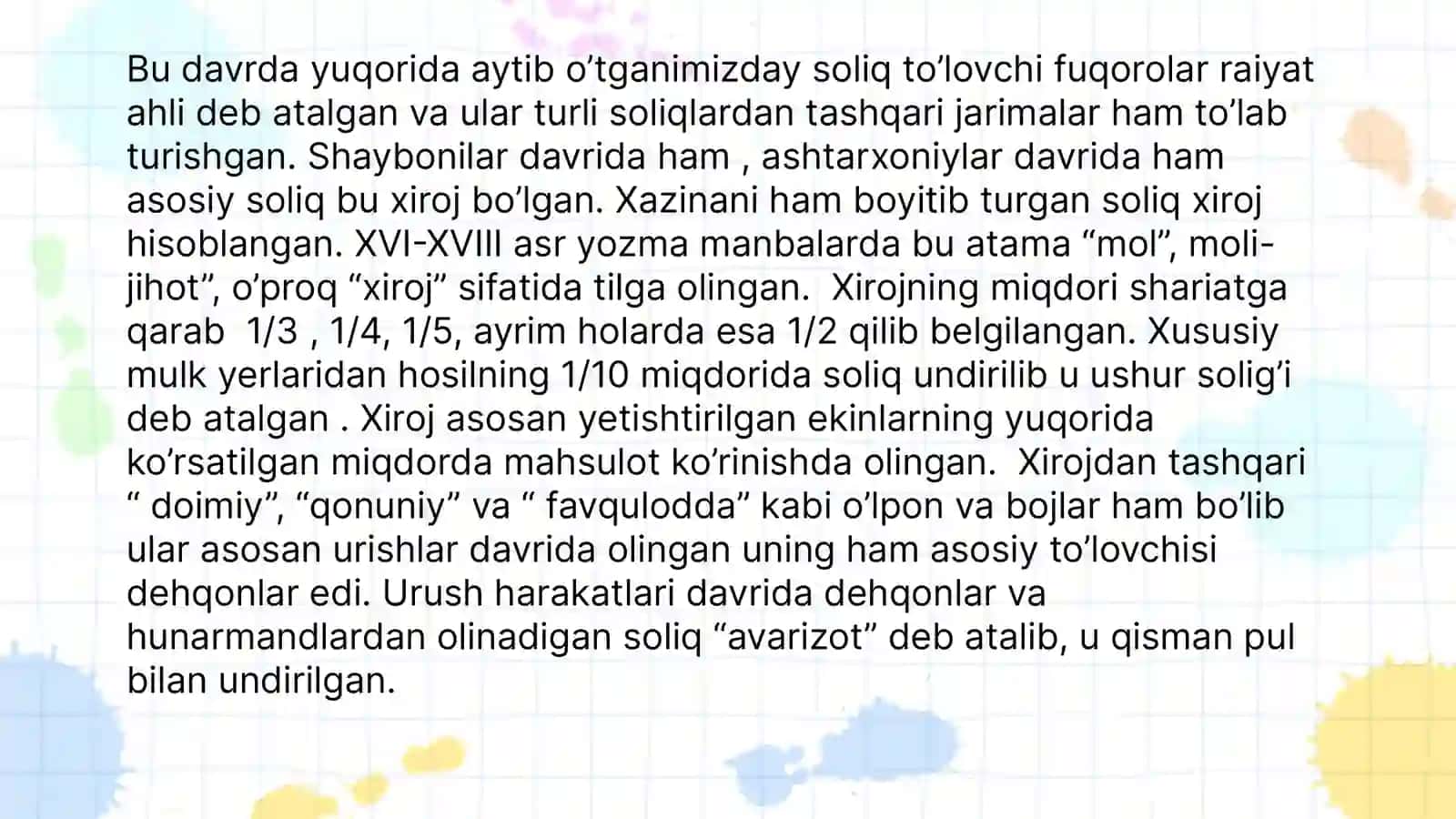 Xonliklarni soliqlar tasnifi 4