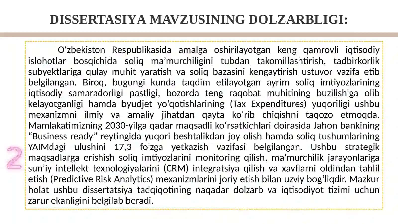Dissertatsiya - "Mamalakatimizda soliq imtiyozlarini samaradorligini oshirish mexanizmi" 4