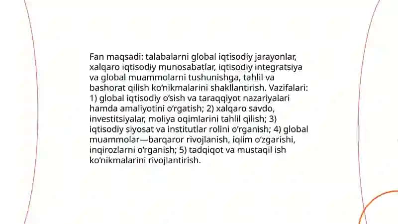 Global iqtisodiy rivojlanish fanining predmeti va vazifalari 4