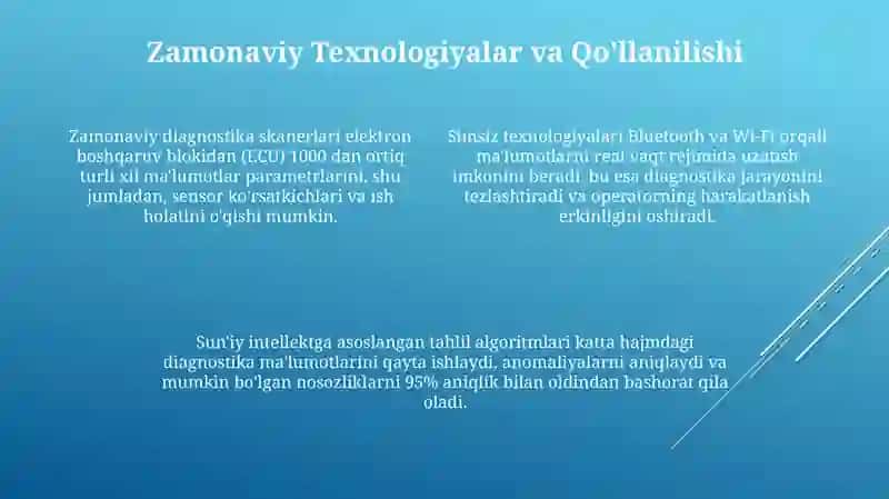 Dvigatelni diagnostikalash ish joyini o‘rganish 4