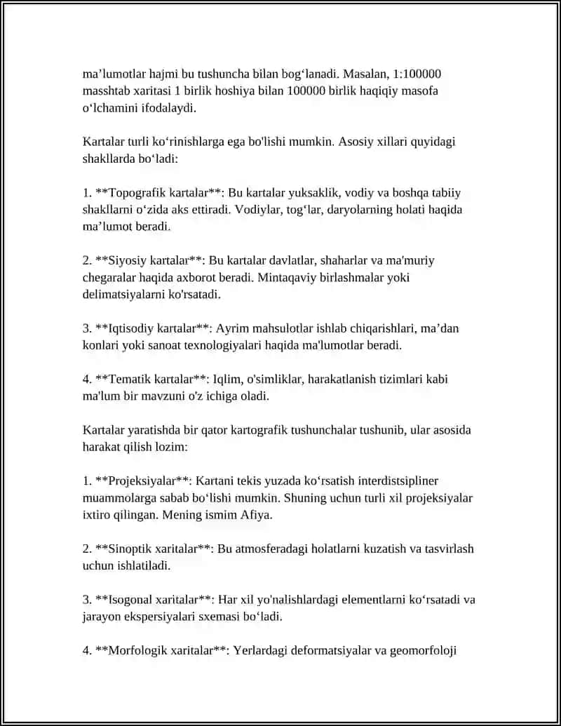 KARTALAR BOʻYICHA HUDUDLARNI GEOGRAFIK OʻRGANISH 4