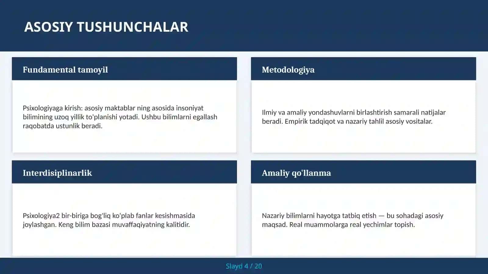 Psixologiyaga Kirish: Asosiy Maktablar 4