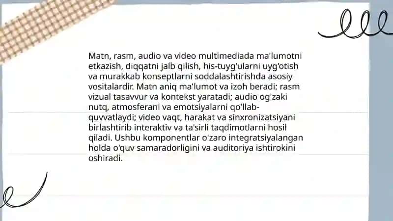 MULTIMEDIYANING ASOSIY TUSHUNCHALARI 4