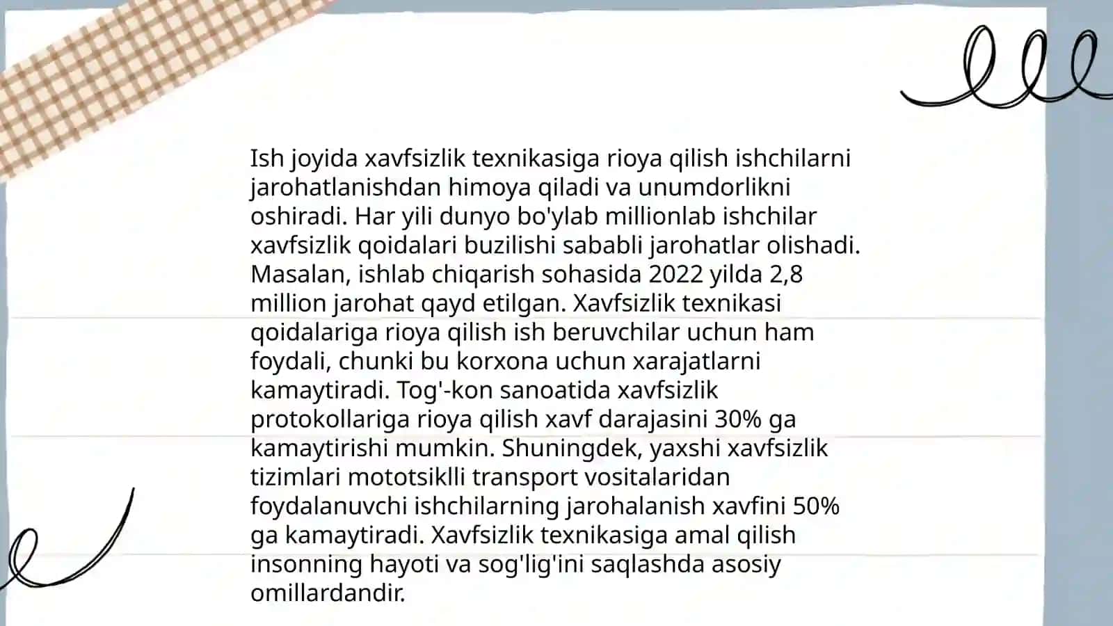 Xodimlarning xavfsiz faoliyatini tashkil qilish chora-tadbirlari 4