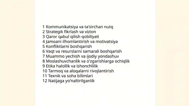 O'zingizning rahbarlik qobilyatingizni baholab, SWOT tahlil qilish 4