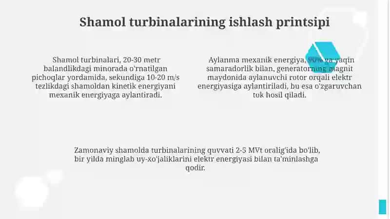 Shamol energiyasini elektr energiyasiga aylantirish jarayoni 4