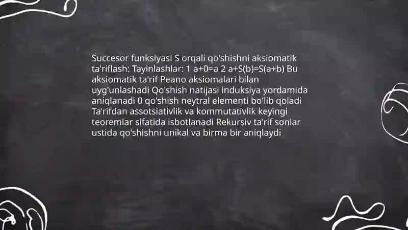 Nomanfiy butun sonlarni qo'shish va ko'paytirish amallarning aksiomatik ta'riflari 4