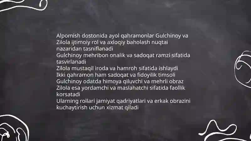 Alpomish dostoni qahramonlariga tasnif 4