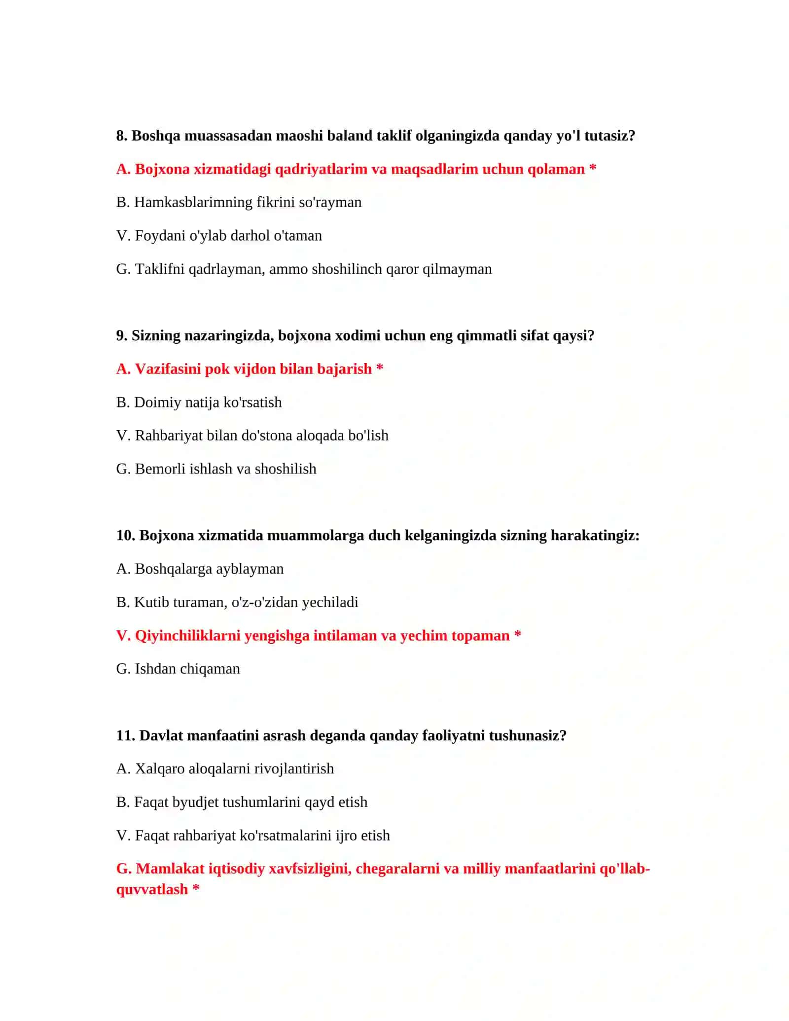 Bojxona nomzodlari psixologik savollari 4