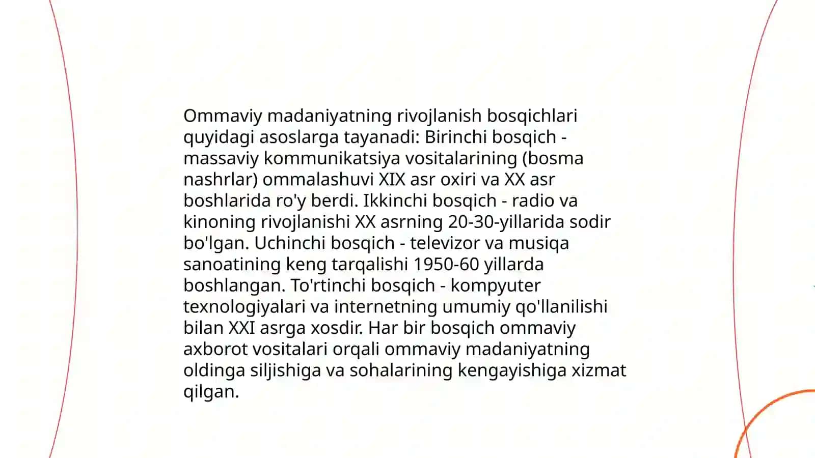 Ommaviy madaniyatning shakllanish tarixi va uning turlari 4