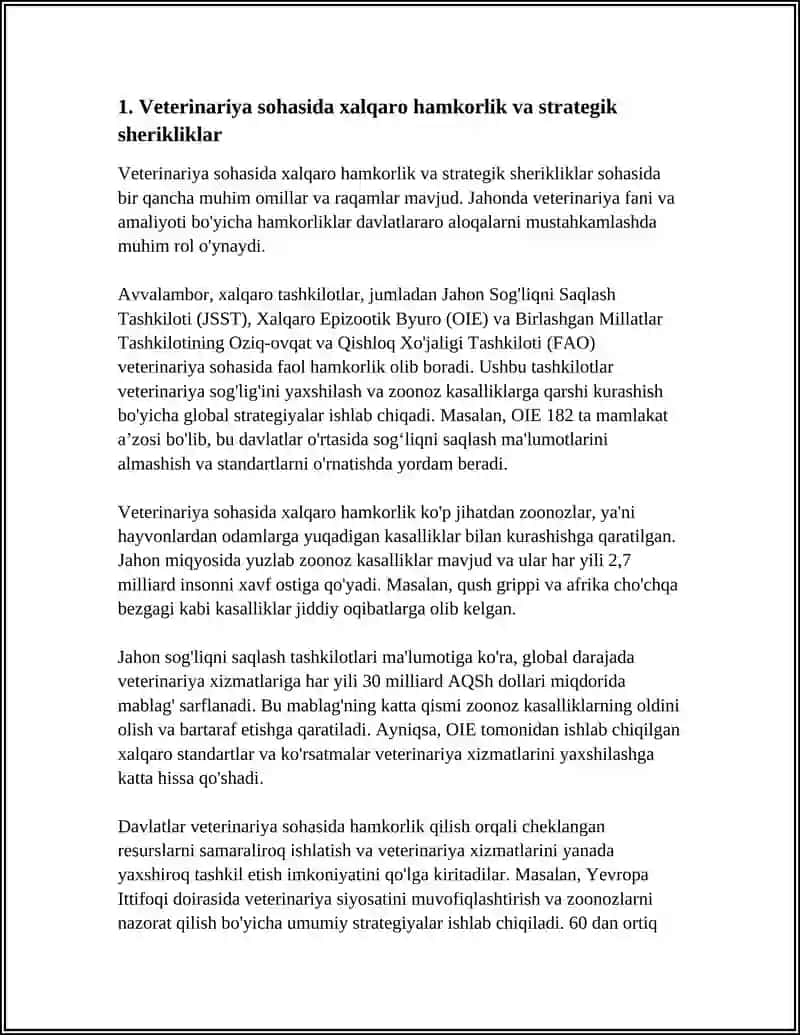 Veterinariya sohasida xalqaro hamkorlik va strategik sherikliklar 4