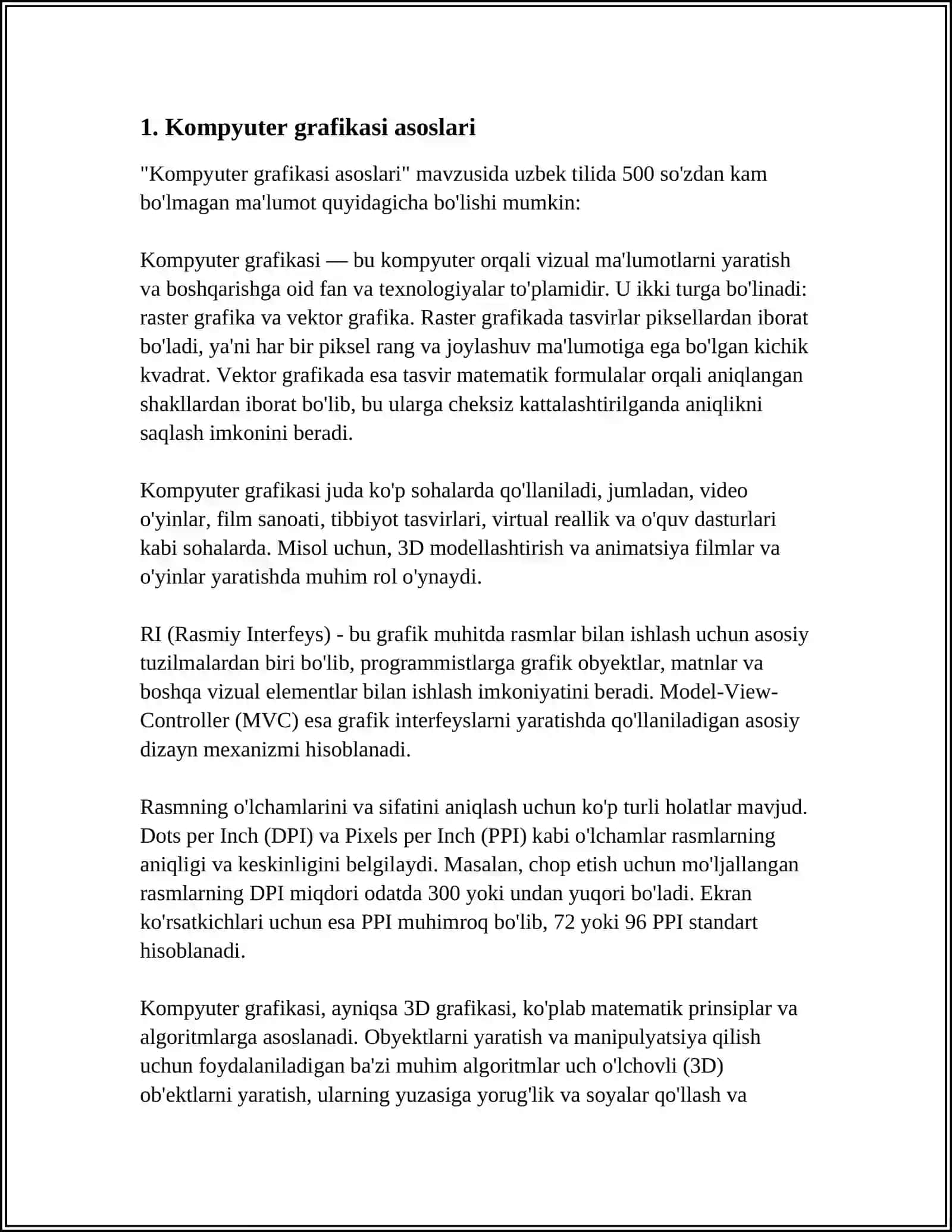 Kompyuter grafikasi asoslari 4
