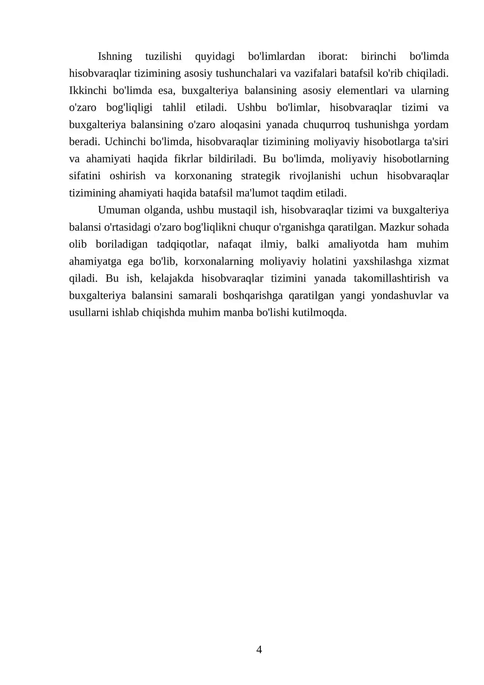 Hisobvaraqlar tizimi, buxgalteriya balansi elementlarining bogʻliqligi 4