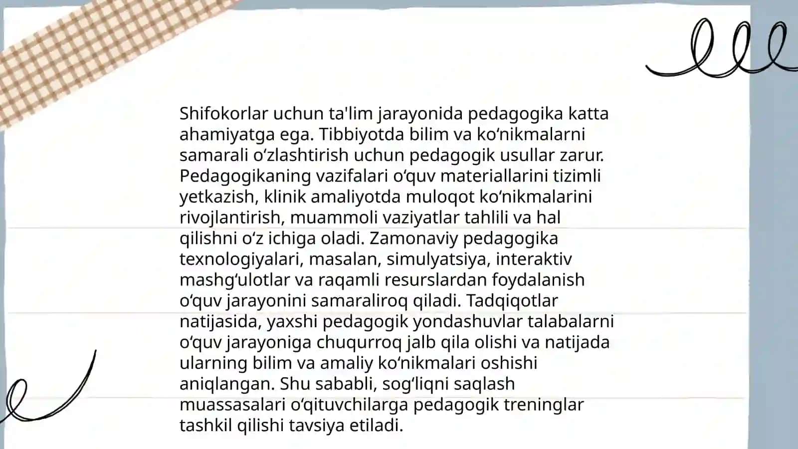 Tibbiyotda pedagogik bilimlarning oʻrni va ahamiyati 4