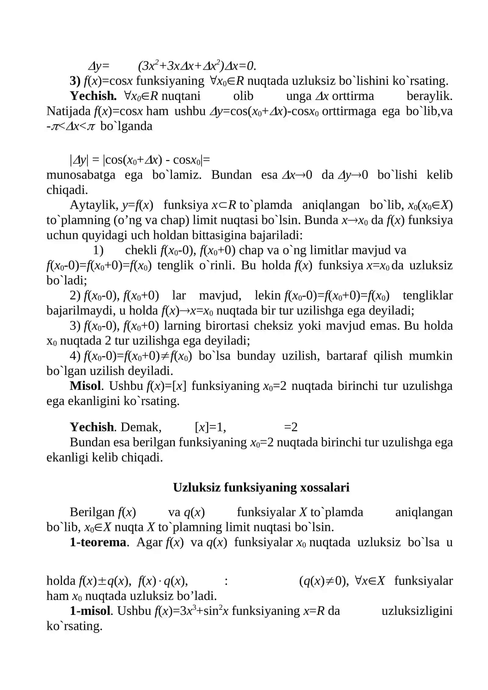 Funksiyaning uzluksizligi yigindisi kopaytmasi vabolinmaning uzluksizligi 4