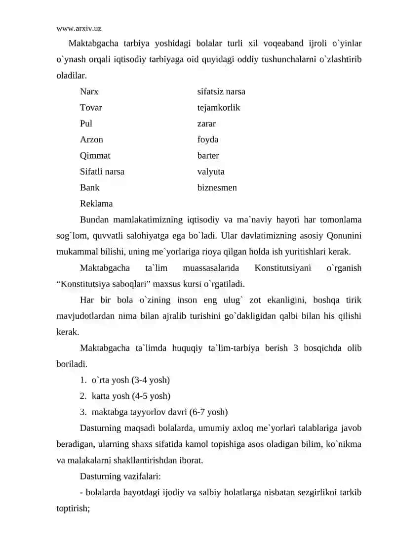 Maktabgacha yoshdagi bolalarga iqtisodiy tarbiya berish usullari 4