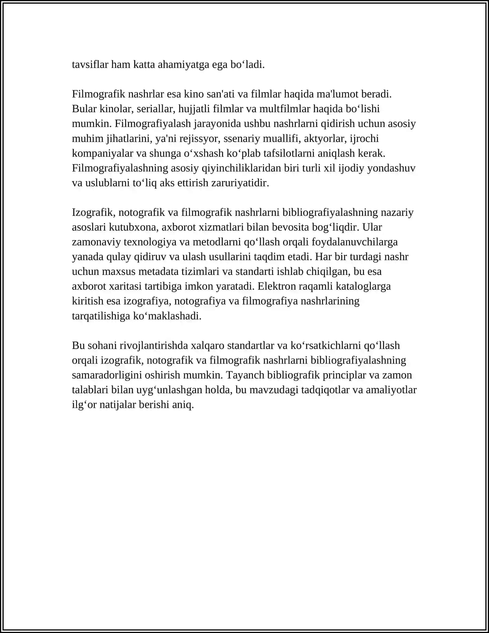 IZOGRAFIYA, NOTOGRAFIYA, FILMOGRAFIYAGA OID NASHRLARNI BIBLIOGRAFIYALASH 4
