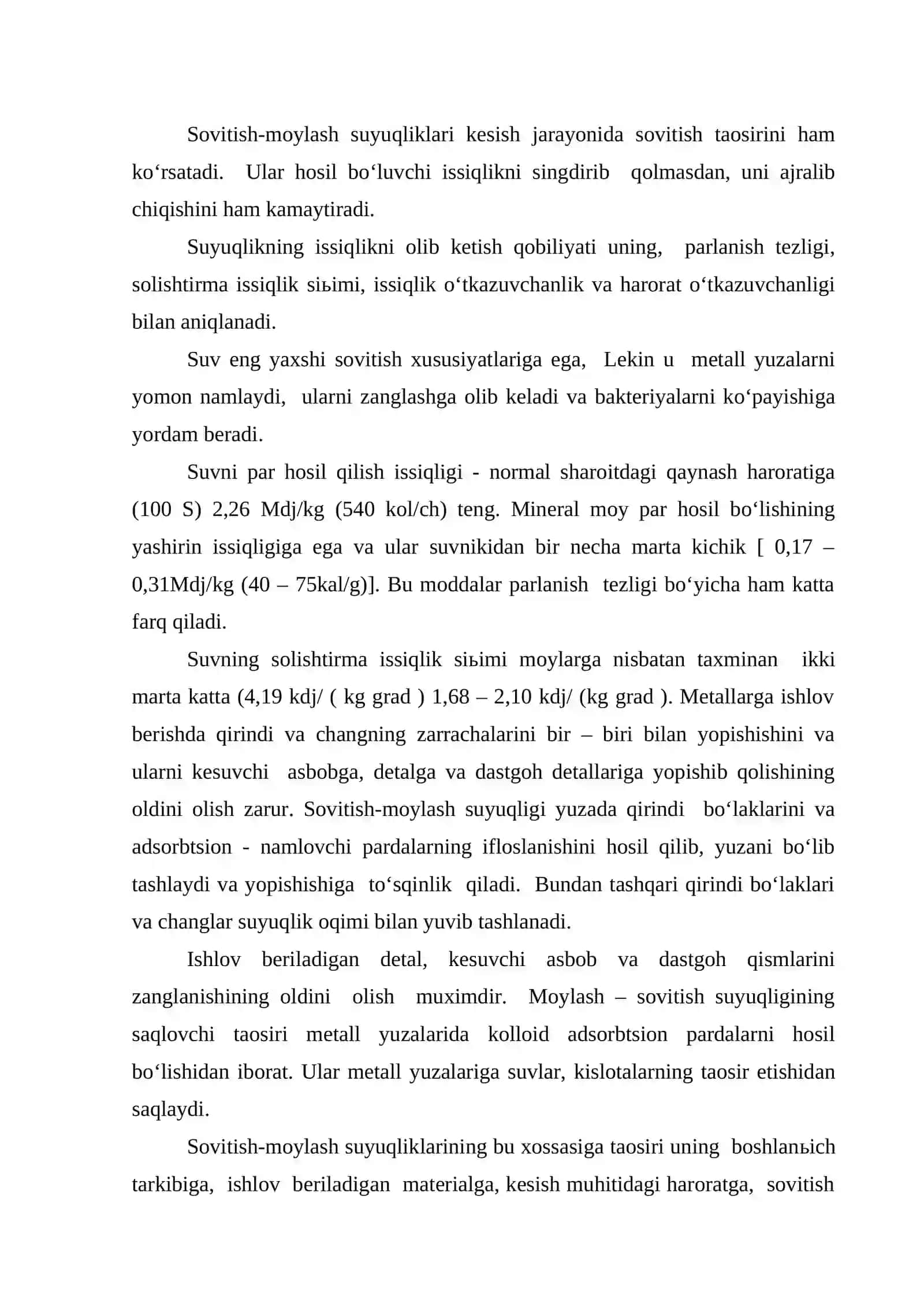 Metallarni kesishda sovitish va moylash. Sovitish-moylash  moddalarining taosir etish mexanizmi 4