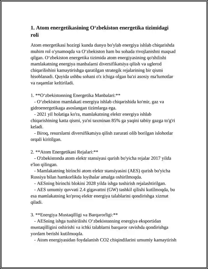 Atom Energetikasi Rejalari 4