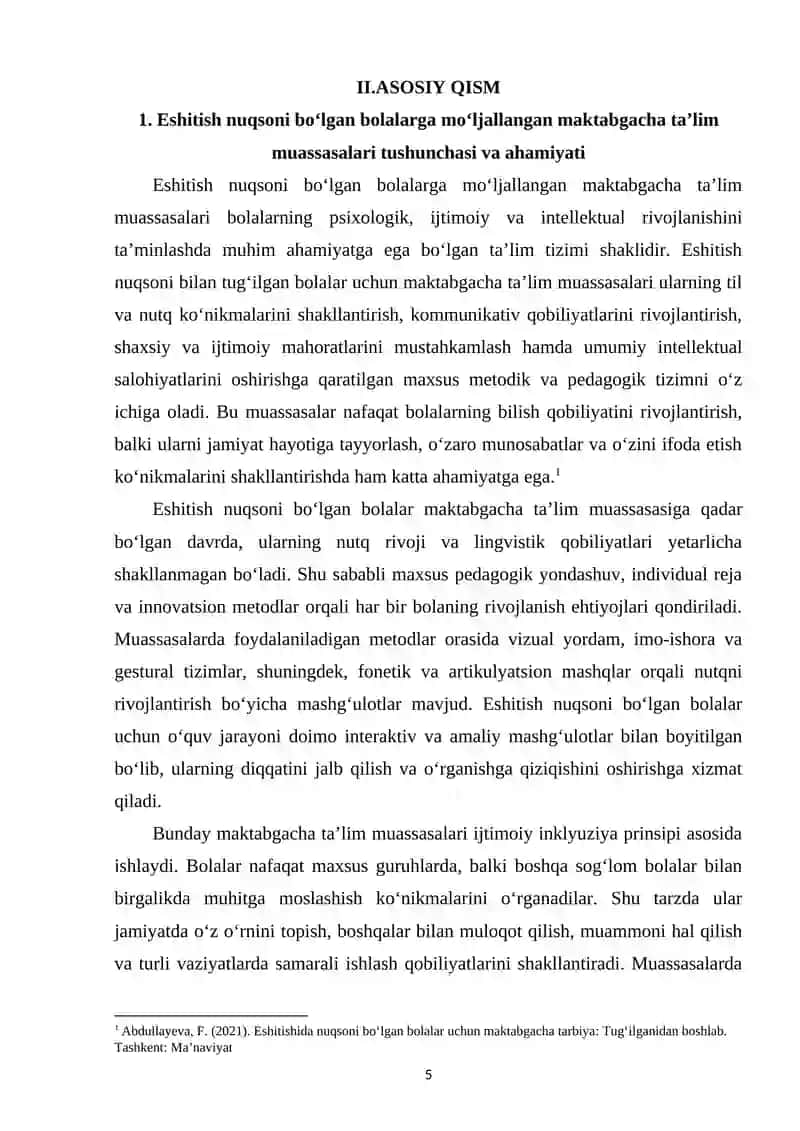 Eshitishida nuqsoni bolgan bolalar uchun mo‘ljallangan maktabgacha tarbiya muassasalar turi va tuzilishi 4