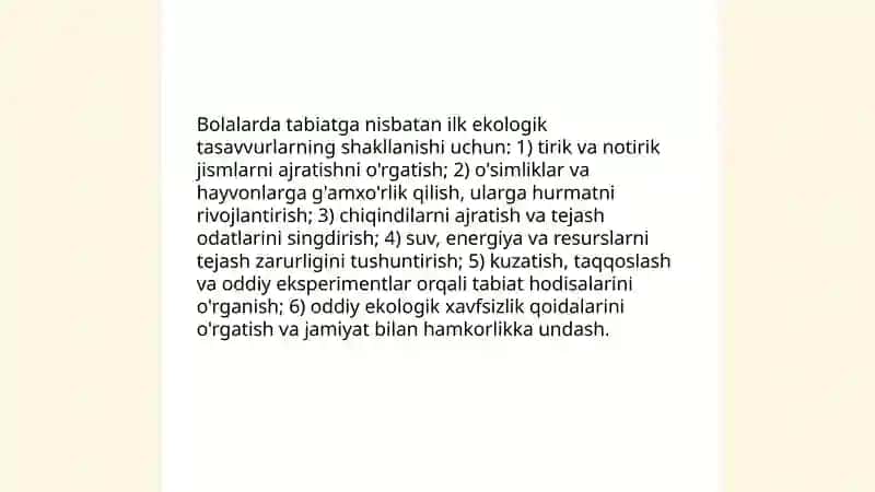 1-sinf "Tabiiy fanlar" darsining umumiy maqsadlari 4