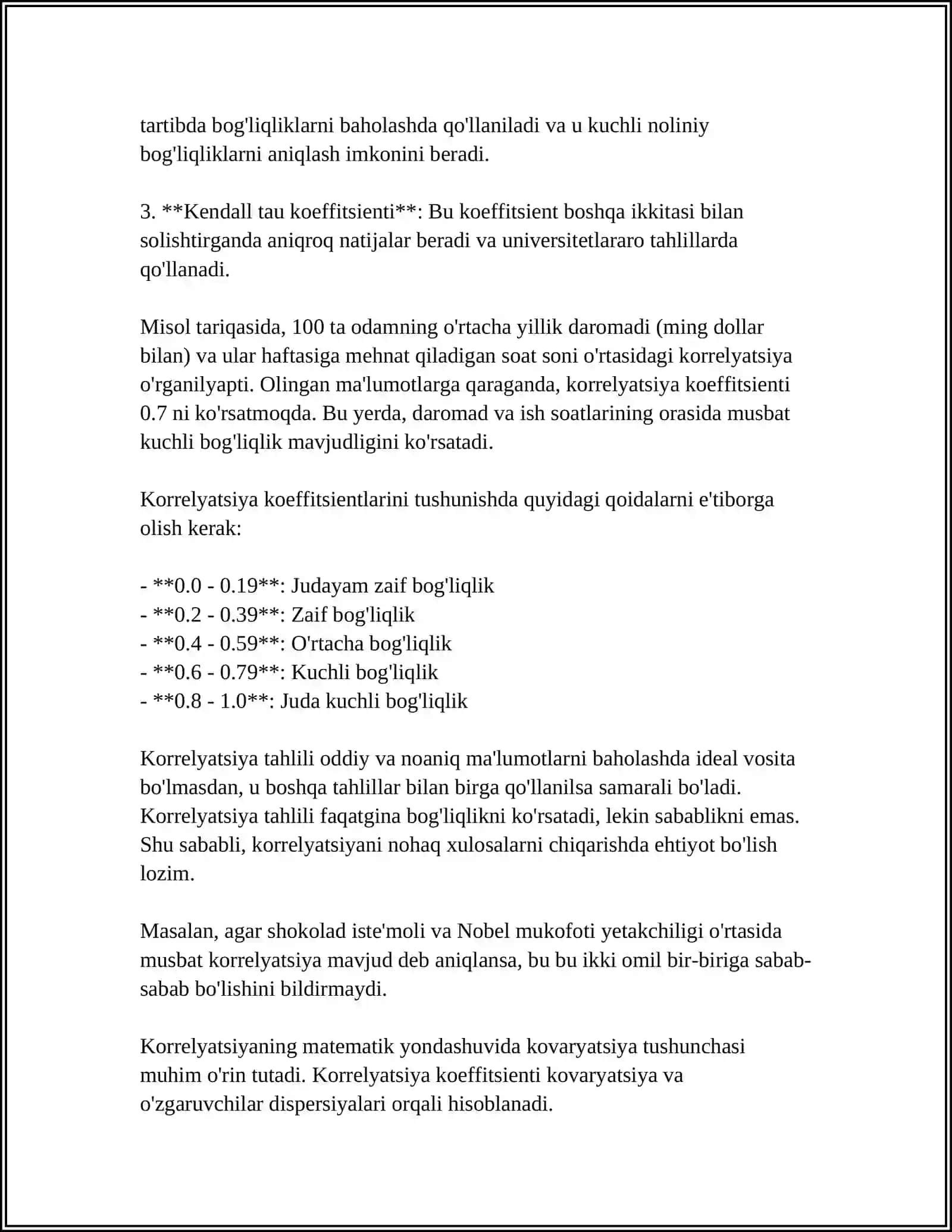 MIQDORIY MA'LUMOTLARNI MATEMATIK - STATISTIK TAHLIL QILISH METODI 4