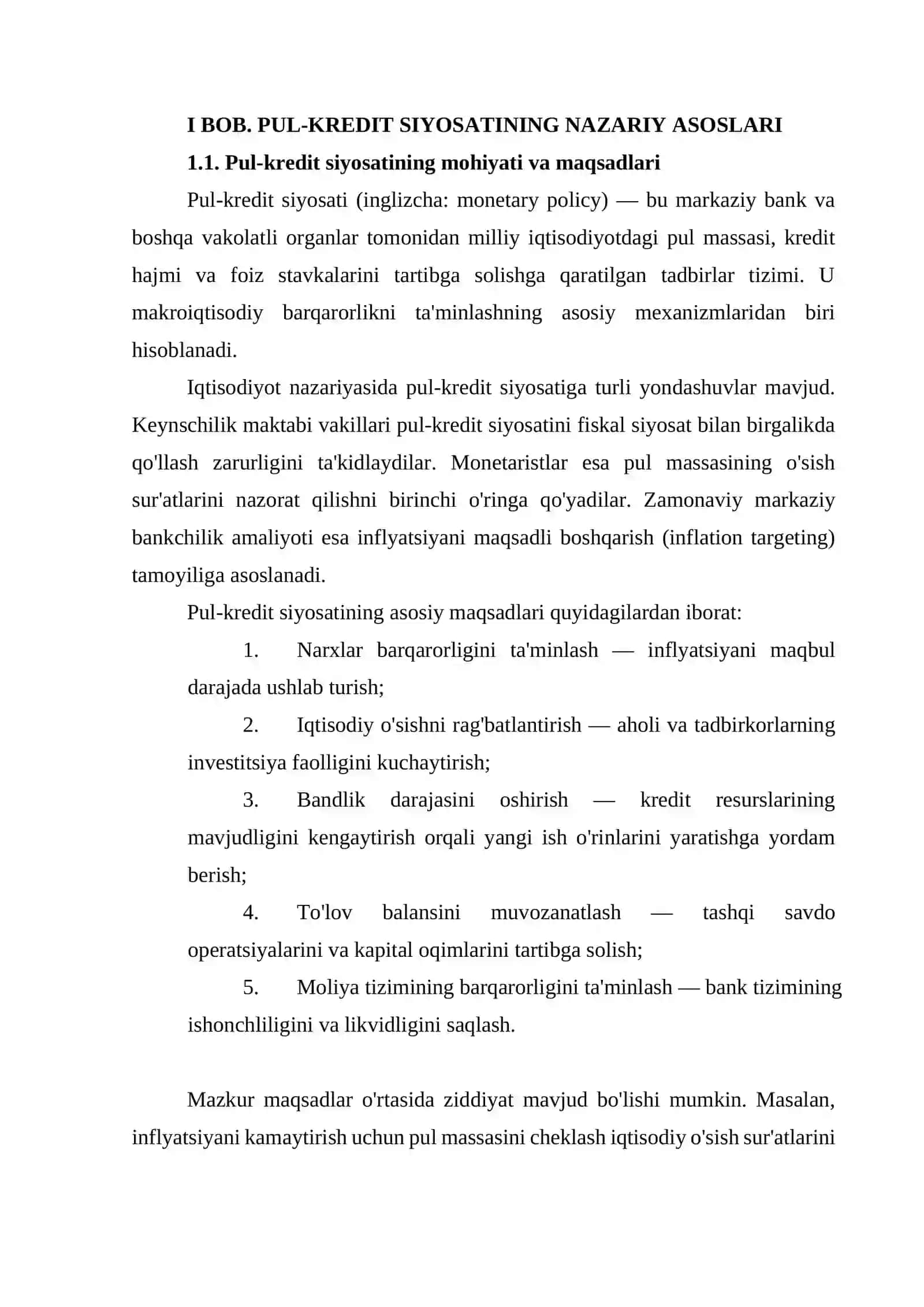 DAVLAT PUL-KREDIT SIYOSATI: TUSHUNCHASI, TURLARI VA VOSITALARI 4