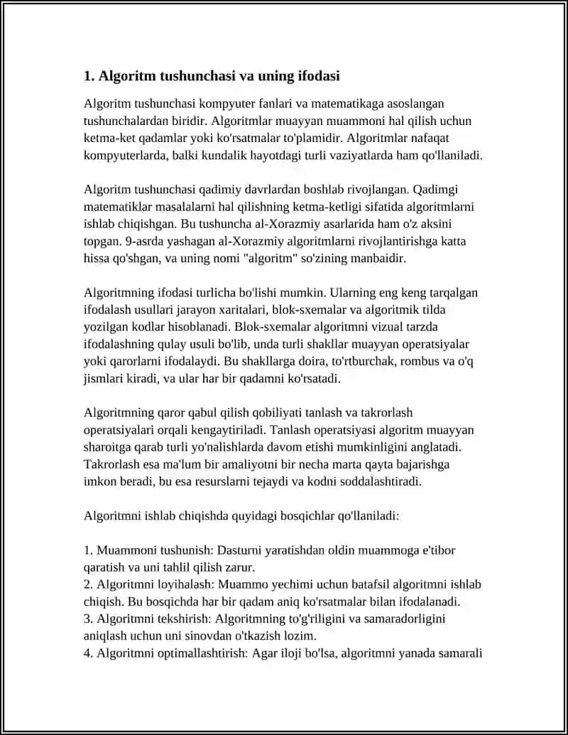 MASALALARNING ALGORITMINI TUZISH VA SHU ALGORITRM ASOSIDA PASKAL DASTURLASH TILIDA DASTUR TUZISH 4