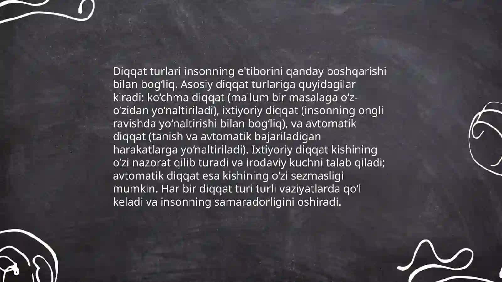 Diqqat turlari va uning xususiyatlari 4