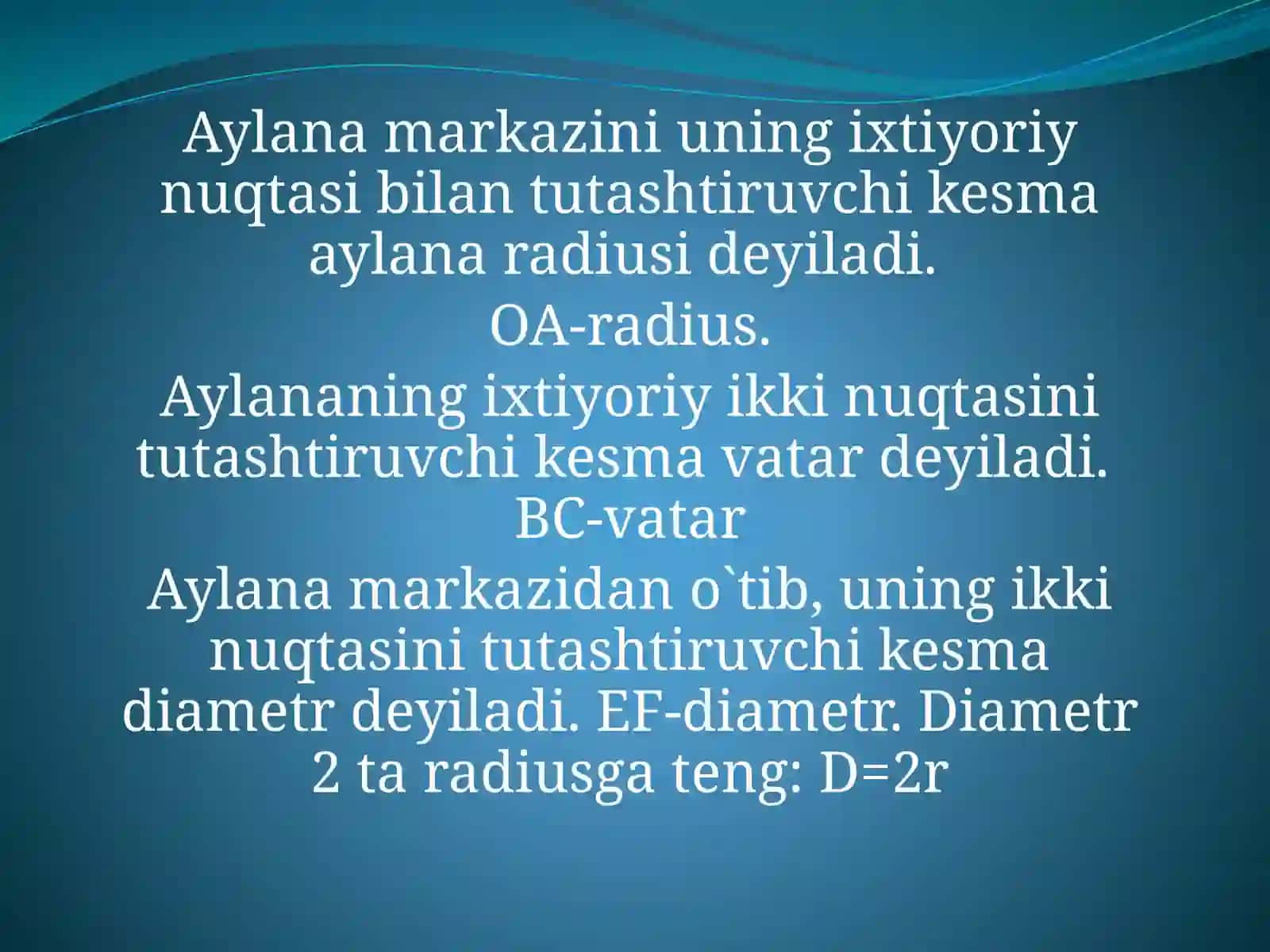 Aylana. Markaziy burchak 4
