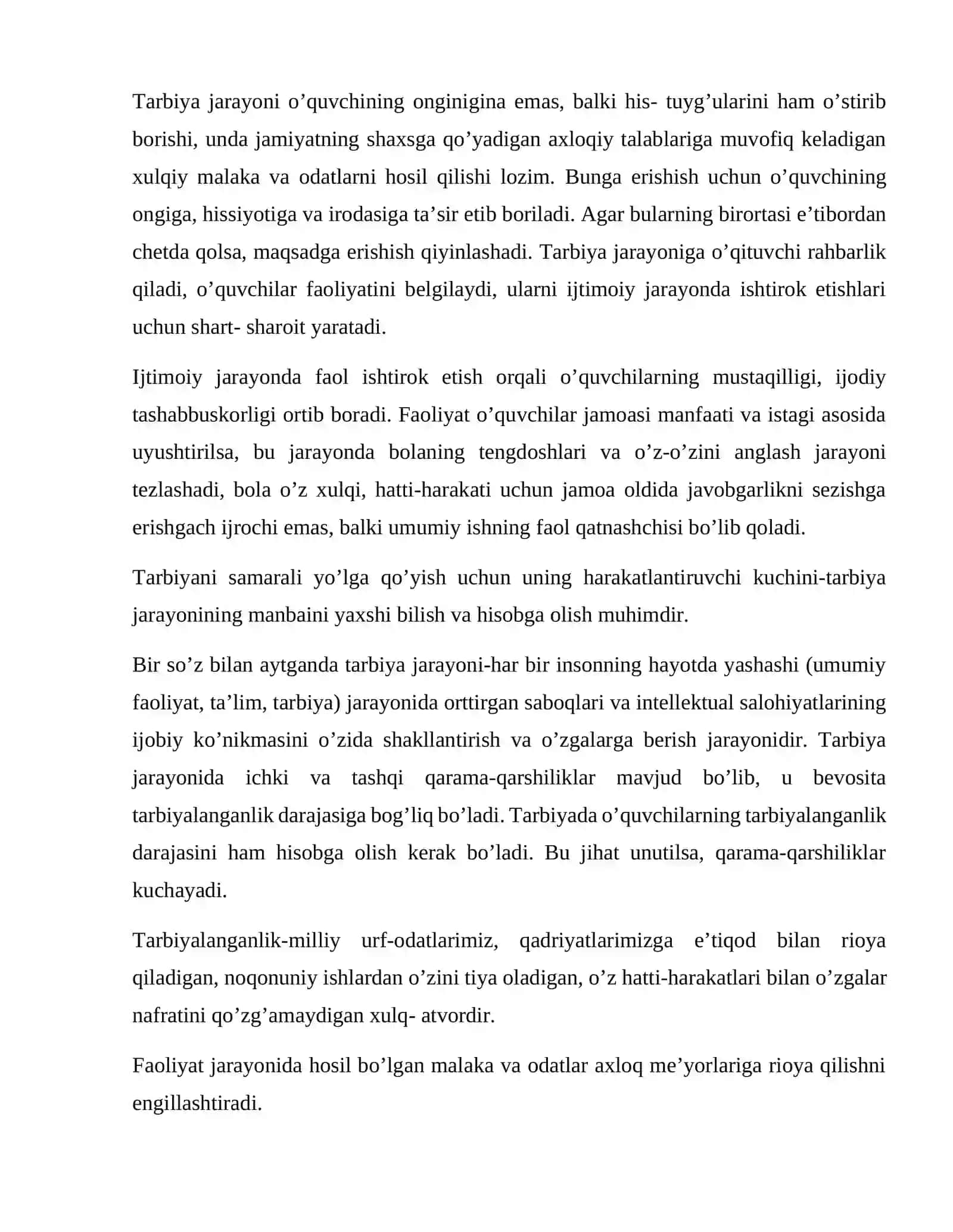 O’zbekona tarbiyaning mazmuni 4